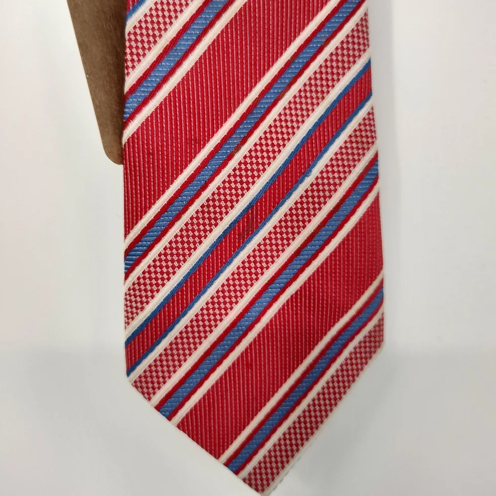 George Kids Red White and Blue Striped Clip On Tie Boys Small 12